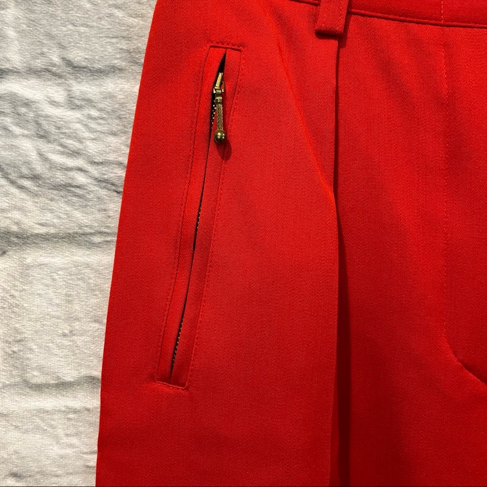 NWT Vintage Escada Women’s Euro 36 Bright Red Wool Blend Pleated Trousers - Picture 5 of 15
